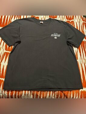 Supreme Black Tee with Small White Chest Logo